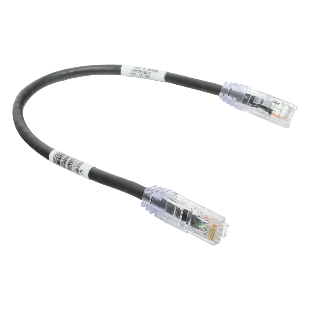Cable de Parcheo TX6, UTP Cat6, 24 AWG, CM, Color Negro, 0.3 Metros (1 Pie)