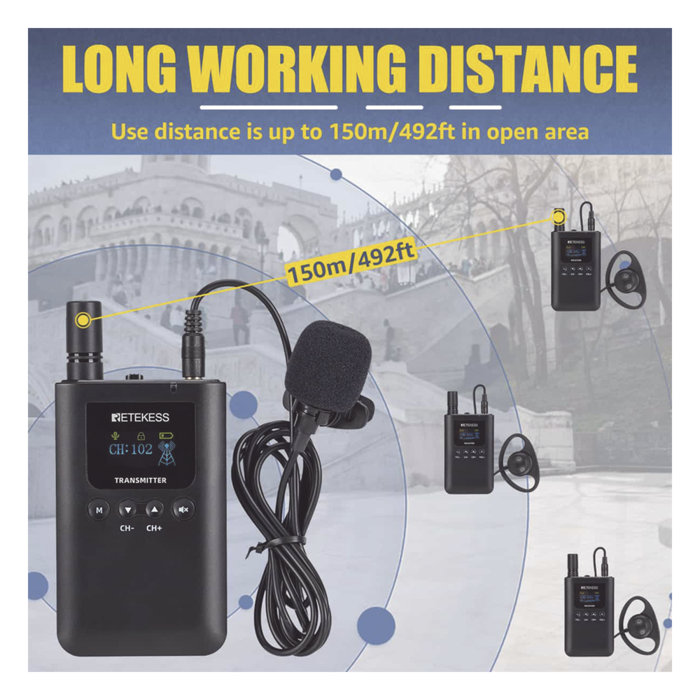 Kit para guía turístico de 1 transmisor y 10 receptores