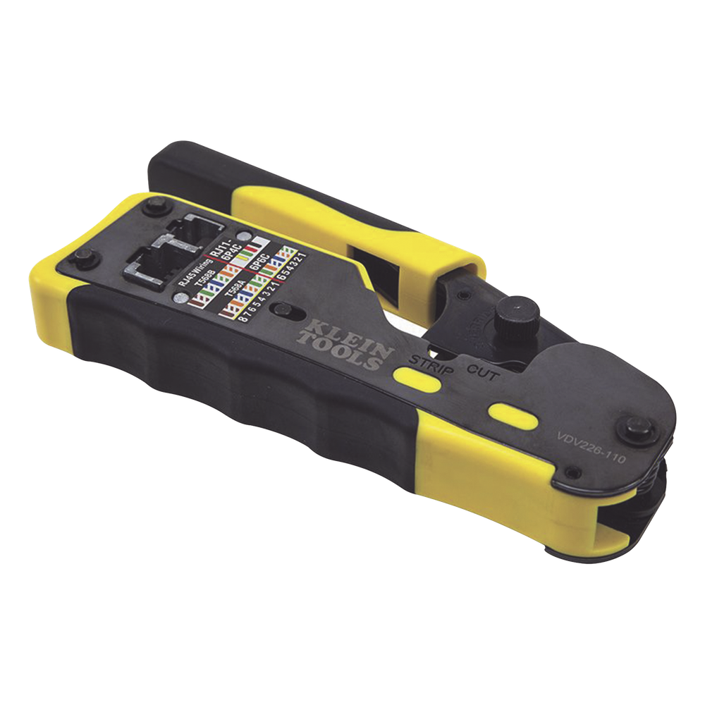 Ponchadora/Pelacables/Cortacables con Matraca para Conectores Pass-Thru RJ45 y Conectores Estándar RJ11/RJ12.