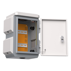Gabinete de Acero Ventilado para Exterior 180 x 340 x 160 mm con Rieles DIN y 4 Placas Laterales para Montaje de Equipos por Fuera