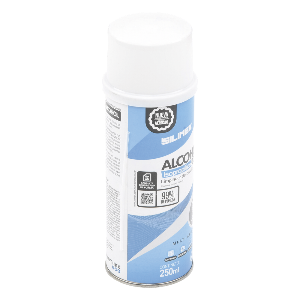 Alcohol Isopropilico en Aerosol para limpieza de equipos de vídeo, fibra óptica, cómputo, y equipo telefónico 250 ml