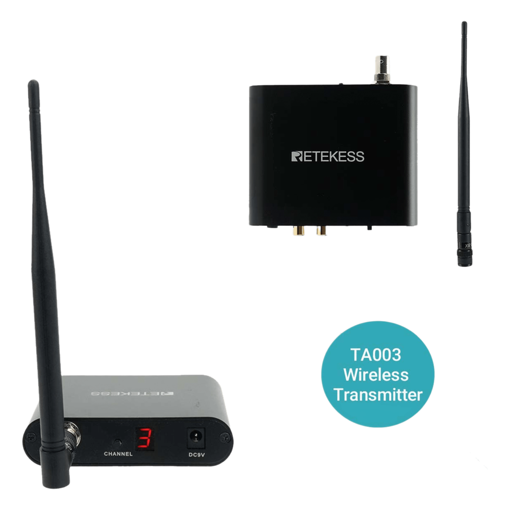 Transmisor Inalámbrico Silent Disco / Sonido HiFi de Alta Fidelidad / Entrada de Micrófono y RCA / Batería 1000 mAh / Alcance 300 m (984 ft) / Portátil y Duradero