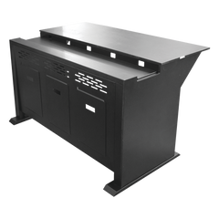 Escritorio Estación Mobiliaria Profesional de Monitoreo y Control / Videovigilancia / Acceso / Alarmas / Etc... / Metal Negro y Madera Tono Oscuro