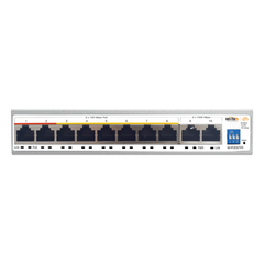 Switch PoE / Administración en la nube / Con 8 puertos 10/100 Mbps PoE af/at / 2 Puertos Uplink 10/100/1000 Mbps / Presupuesto 100 W / PoE hasta 250 metros / Soporta protocolo ONVIF