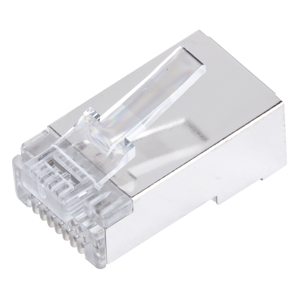 Bote con 100 Plugs Pass Through RJ45 Cat6 Blindado Chapado de Oro a 30 Micras para Durabilidad Extrema