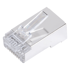 Bote con 100 Plugs Pass Through RJ45 Cat6 Blindado Chapado de Oro a 30 Micras para Durabilidad Extrema