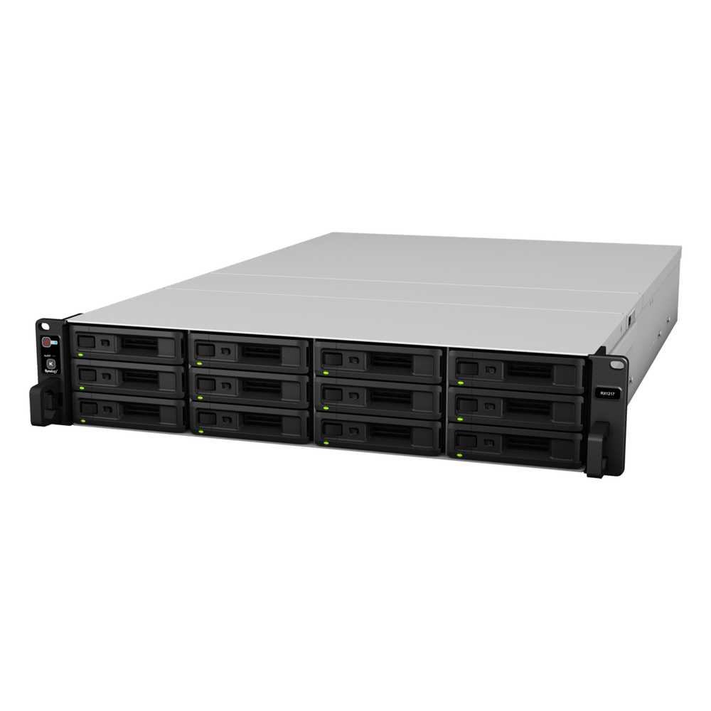 Unidad de Expansión Synology RX1217/RX1217RP | 12 Bahías de Disco | Compatible con SATA 3.5” y 2.5” | Expansión de Volumen en Línea | Fuentes de Alimentación Redundantes (RX1217RP) | Administración con
