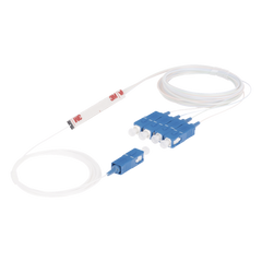 Splitter (Divisor Óptico) tipo PLC, de 1x4, conectores SC/UPC