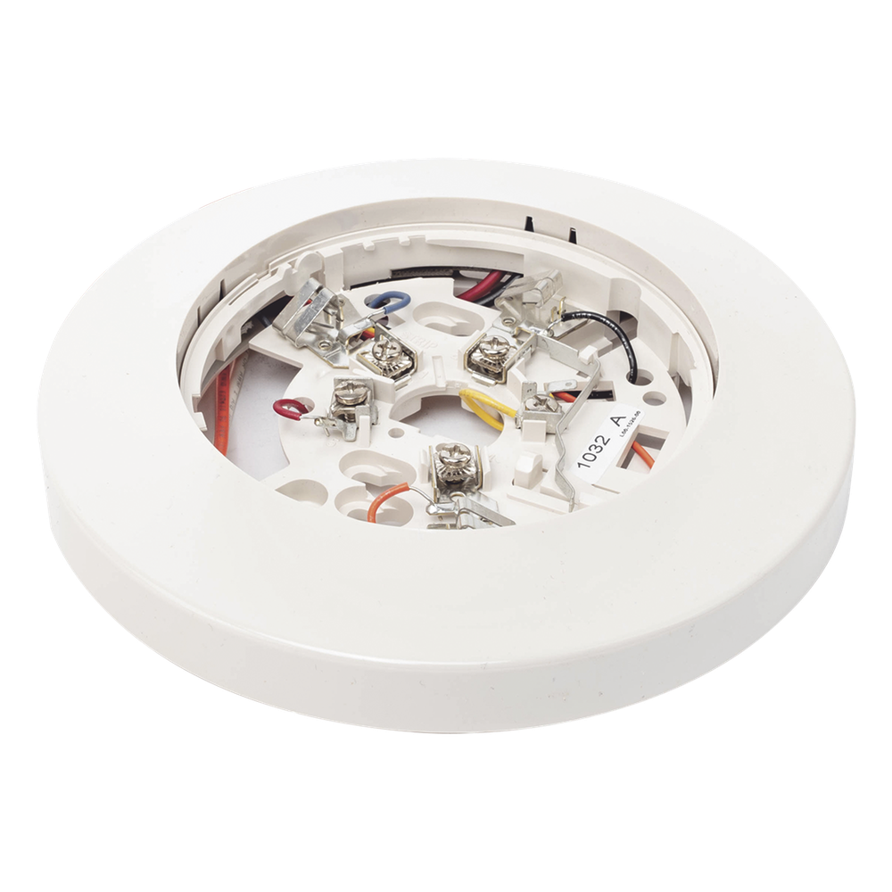 Base enchufable para detectores de humo fotoeléctrico e iónico serie 2151/1151, 4 hilos, con relé auxiliar y salida para anunciador remoto