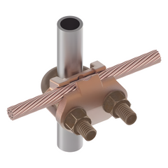 Conector Mecánico para Cable Calibre 2/0 AWG a 250 KCMIL / Paralelo o 90° a Tubo de 3/8" o Varilla de 5/8" - 3/4".