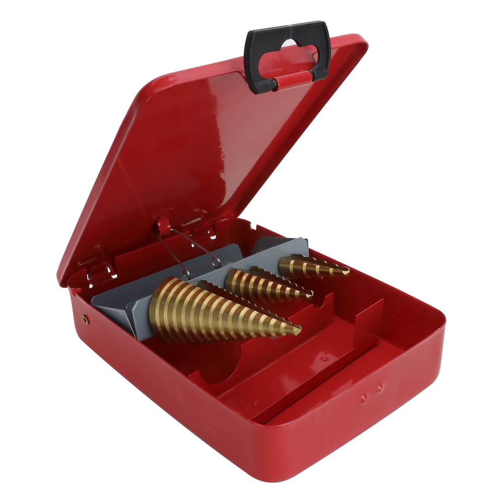 Juego de 3 Brocas Escalonadas HSS 4-12, 4-20, 4-32 mm (Para Plástico o Metal).
