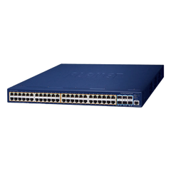 Switch Administrable Stacking Capa 3, 48 Puertos PoE Gigabit 802.3at, 6 Puertos SFP de 10 G, Entrada de Alimentación Redundante de 55 V cc.