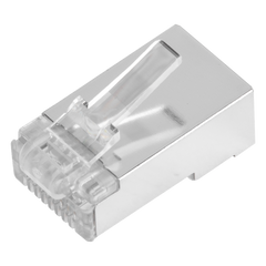 Bote con 100 Piezas de Plug Modular RJ45 Cat6 Blindado, Chapado de Oro a 30 Micras para Durabilidad Extrema SIN PIN de Tierra