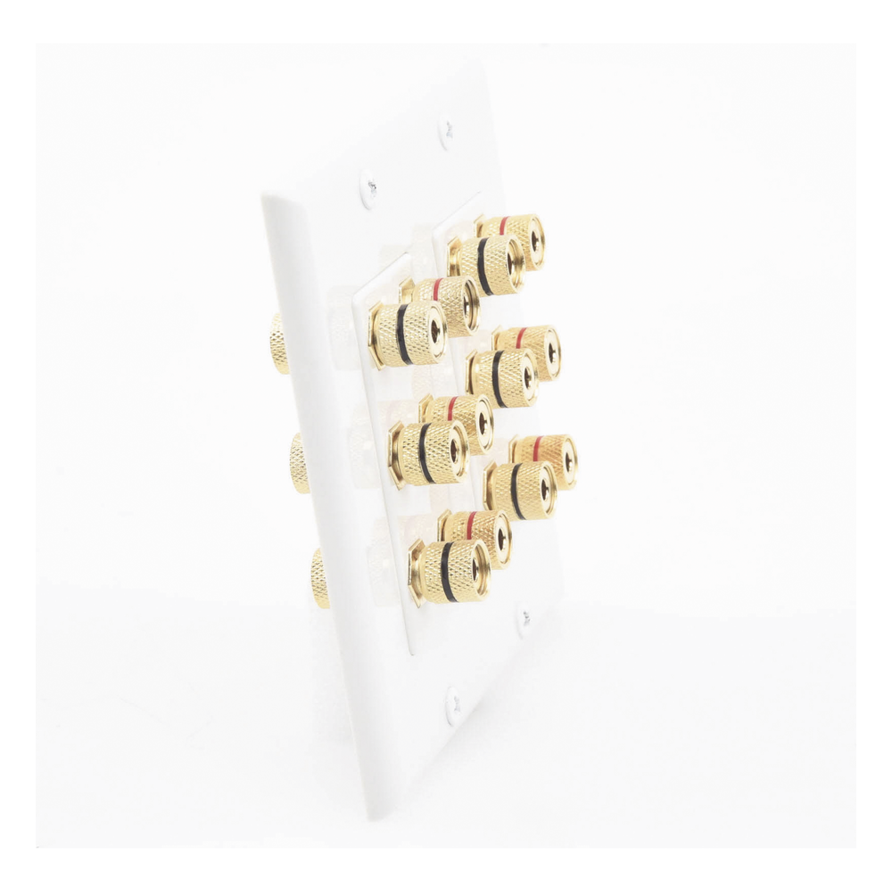 Placa de Pared | Postes de Unión Tipo Banana | Conexión para 6 Altavoces | Fácil Instalación | Conectores Chapados en Oro