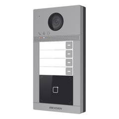 Videoportero IP 2 Megapixel / Llamada y Apertura Remota desde App Hik-Connect (Requiere monitor )/ PoE / Exterior IP65 + Antivandalico IK08 / 4 Departamento / Apertura con Tarjeta / Soporta 2 Puertas y hasta 6 Monitores