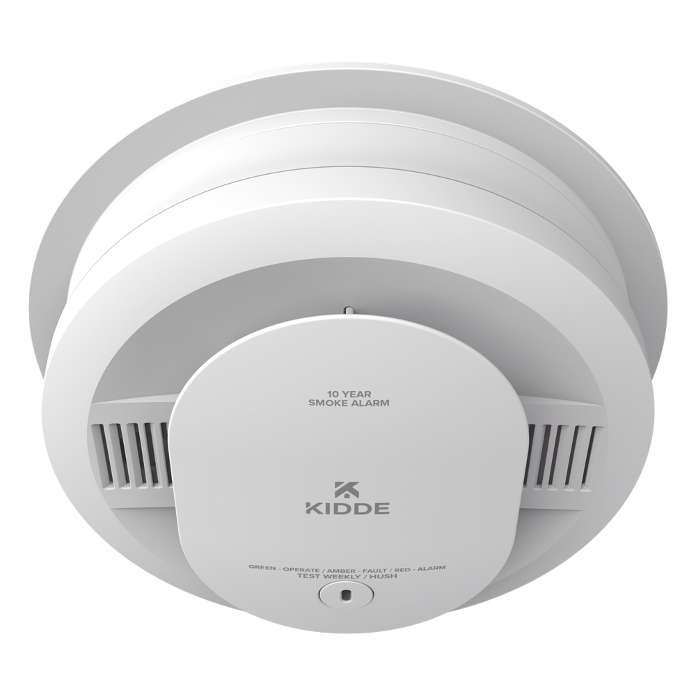 Detector de humo fotoeléctrico alámbrico 120 V CA con batería sellada de 10 años, interconexión hasta 24 dispositivos, paquete de 6