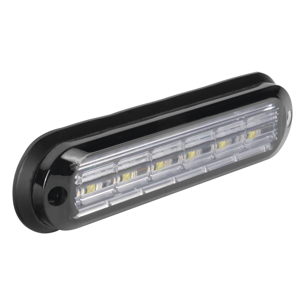 Luz Auxiliar Ultra Brillante  IP67 de 6 LEDs, Color Ambar/Claro, con mica transparente y bisel negro