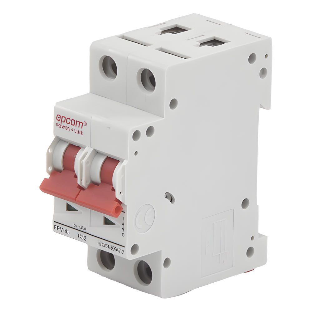 Protección Térmica/ Interruptor 2P, 32A,  Corriente Directa  800 Vcc para Aplicación Fotovoltaica Montaje Riel DIN