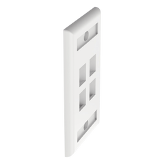 Placa de Pared Vertical, Salida Para 4 Puertos Keystone, Con Espacios Para Etiquetas, Color Blanco