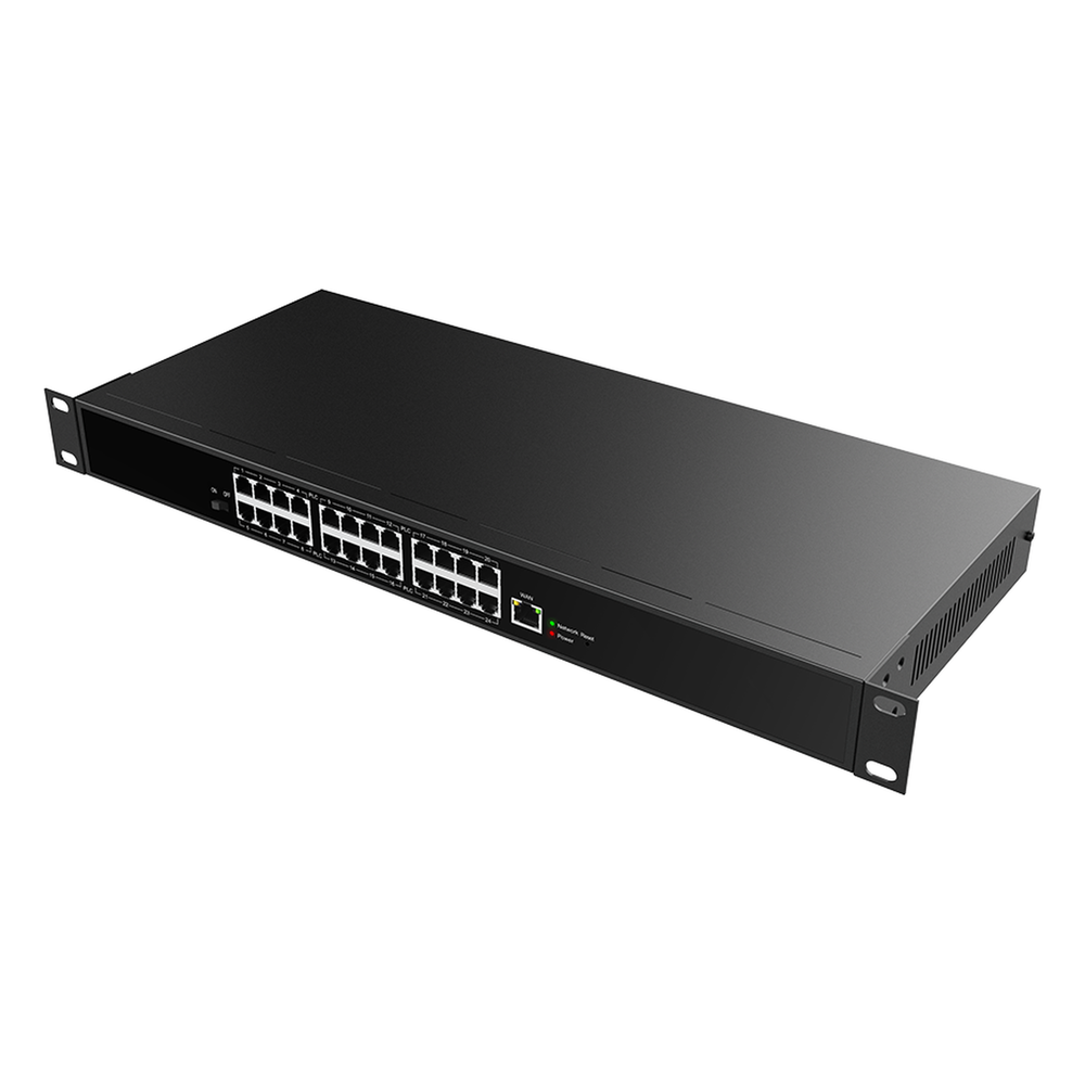 Switch PoE de 2 Hilos 24 Puertos RJ11 / Uso Exclusivo con Fanvil X303-2W / Transmisión hasta 300 m (984.3 ft) / Entrada 100V~240V / Salida Máx 160W / Reutiliza Cableado PSTN y AWG