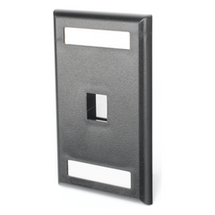 Placa de Pared Vertical, Salida Para 1 Puerto Keystone, Con Espacios Para Etiquetas, Color Negro