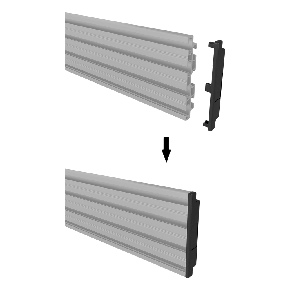 Accesorio_ Riel de Aluminio con Longitud 1000 mm |  Incluye Tapas laterales  | Compatible con estructura para Videowall | Diseño Modular