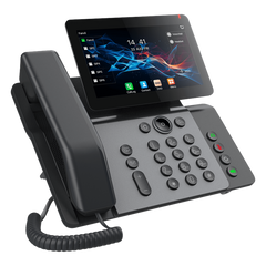 Teléfono IP Empresarial V66 Prime, Pantalla Táctil Color 7 Pulgadas, Audio HD Opus, Video 1080p, Wi-Fi 6, Bluetooth 5.4, 20 Líneas SIP, 6-Way Conference, PoE, Material Antibacterial