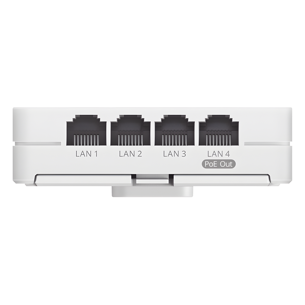 Punto de Acceso Wi-Fi 7 de Pared para Hotel u Oficina / BE3600 / Hasta 512 Usuarios / 1 Puerto 2.5G WAN PoE In + 3 LAN Gigabit + PoE Out / 802.11be / Gestión Cloud
