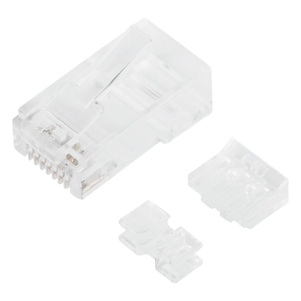 Bote con 100 Piezas de Plug Modular RJ45 Cat6A Chapado de Oro a 30 Micras para Durabilidad Extrema