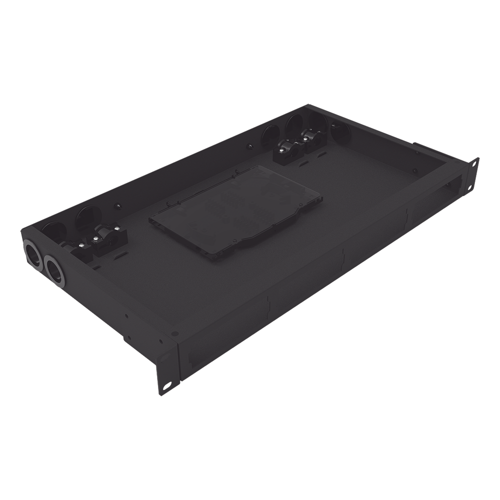 Distribuidor de Fibra Óptica Vacío 19 Pulgadas, Acepta 4 Placas Acopladoras de Linkedpro, Hasta 24 Fibras, 1UR, Incluye Charola de Empalme