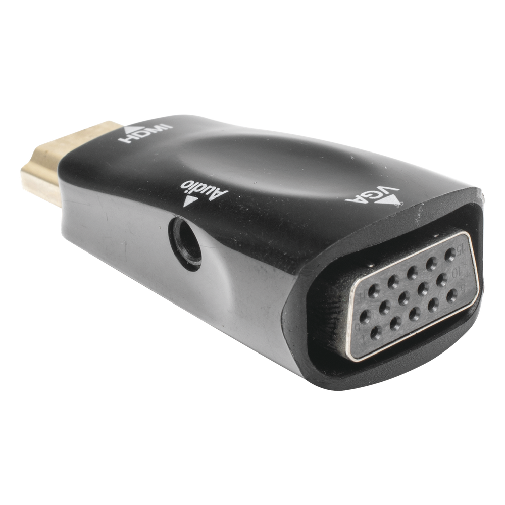 Adaptador (Convertidor) HDMI a VGA  / HDMI Macho a VGA Hembra / Resolución 1920x1080 @ 60Hz  / Adaptador de Audio de 3.5 mm / Chapado en Níquel