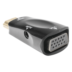 Adaptador (Convertidor) HDMI a VGA  / HDMI Macho a VGA Hembra / Resolución 1920x1080 @ 60Hz  / Adaptador de Audio de 3.5 mm / Chapado en Níquel