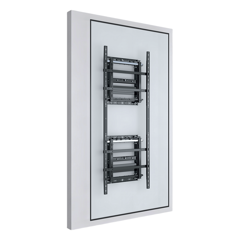 Soporte Estructural Modular para Pantallas | Altura Ajustable de 200 mm a 1600 mm | Ancho 600 mm | Profundidad 134 mm a 300 mm | Diseño Metálico| Compatible con Diferentes Tamaños de Pantallas |Soporta Formato Horizontal y Vertical.