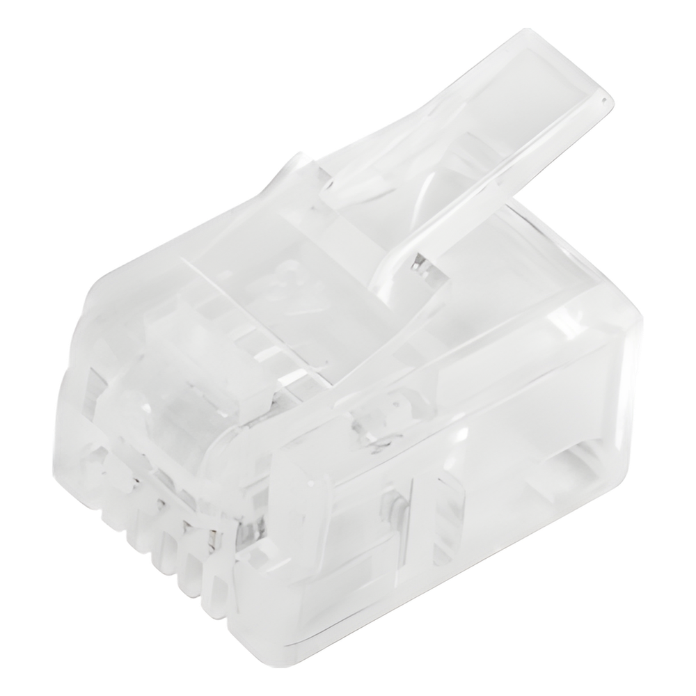 Bote con 100 Piezas de Plug Modular Tipo RJ11 de 4 Contactos Chapado de Oro a 50 Micras