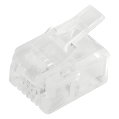 Bote con 100 Piezas de Plug Modular Tipo RJ11 de 4 Contactos Chapado de Oro a 50 Micras