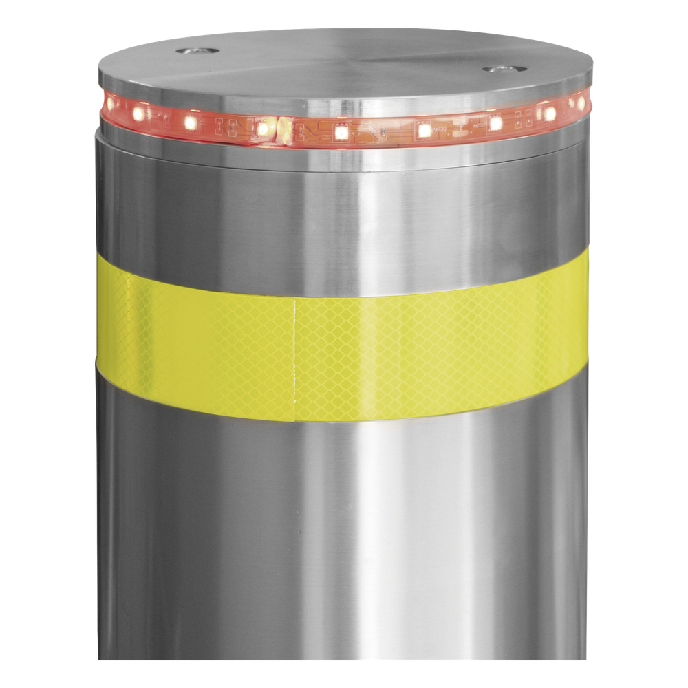 Bolardo Hidráulico Antiembestida 220 mm × 600 mm / Acero Inoxidable 304 / 200,000 J de Resistencia al Impacto / Bomba Hidráulica Integrada / Ciclo de 4 seg / 100 Ciclos por Hora