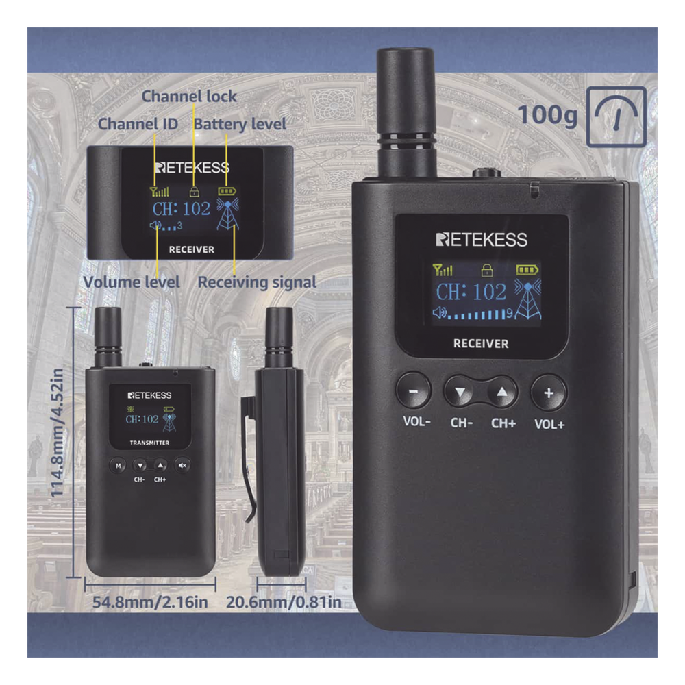 Kit para guía turístico de 1 transmisor y 10 receptores