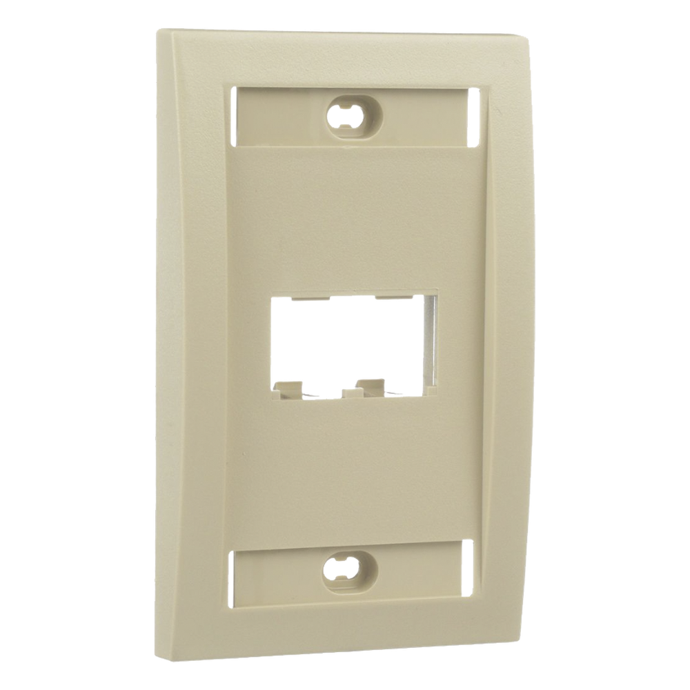 Placa de Pared Vertical Ejecutiva, Salida Para 2 Puertos Mini-Com, Con Espacios Para Etiquetas, Color Marfil