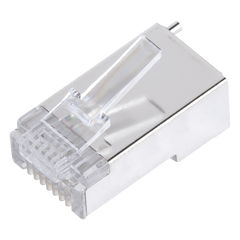 Bote con 100 Piezas de Plug Modular RJ45 Cat5e Blindado, Chapado de Oro a 30 Micras para Durabilidad Extrema con Pin de Tierra