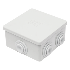 Caja Estanca de PVC Para Derivación y Conexión, 6 Entradas, Tapa a Presión, 80×80×40 mm (Mayor Área Interna, Uso Exterior IP44, Material que no Propaga el Fuego y Libre de Hálogenos