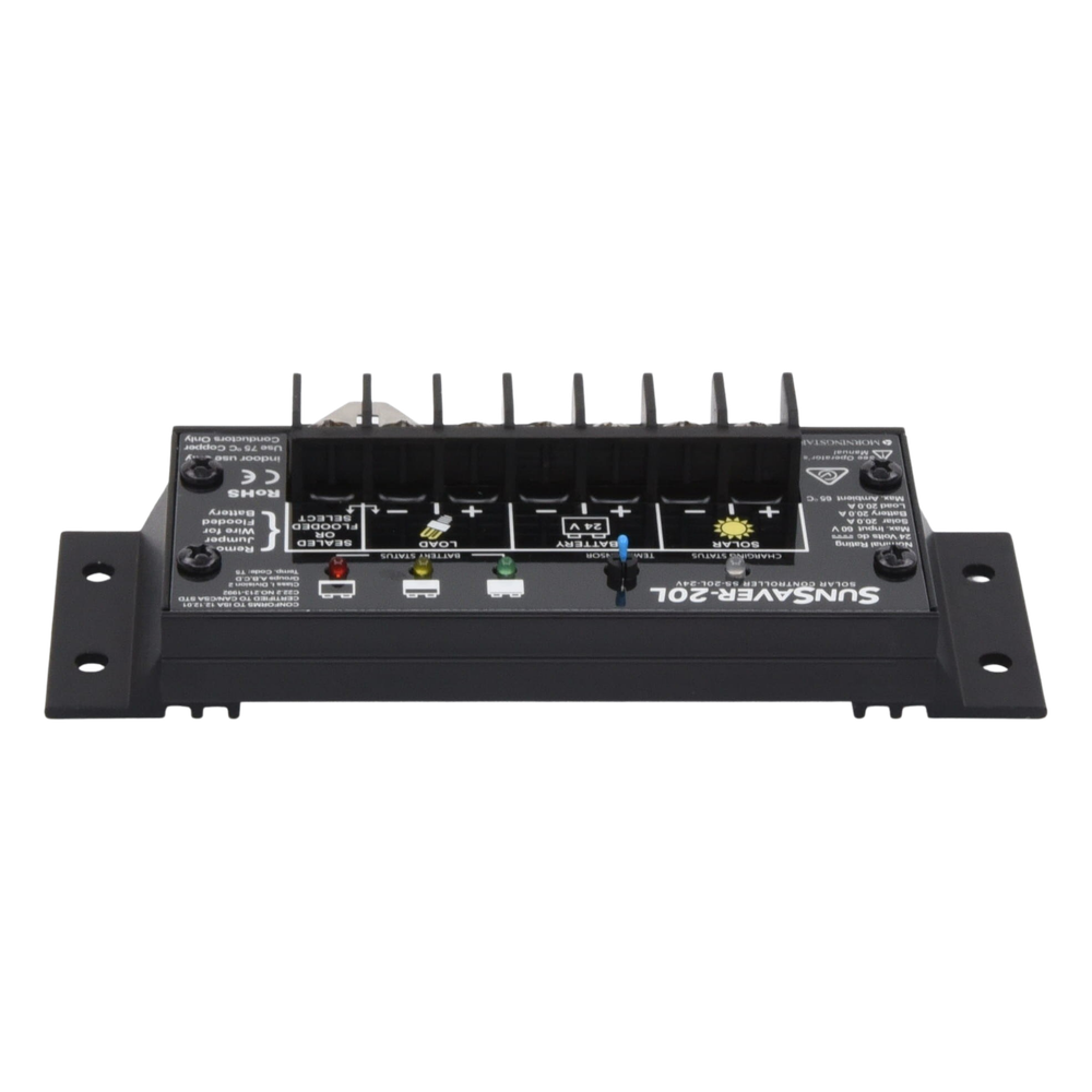 Controlador de Carga Solar SunSaver PWM 20 A / 24 VCC / Encapsulado Epóxico / Clase 1 Div 2 / Compensación de Temperatura