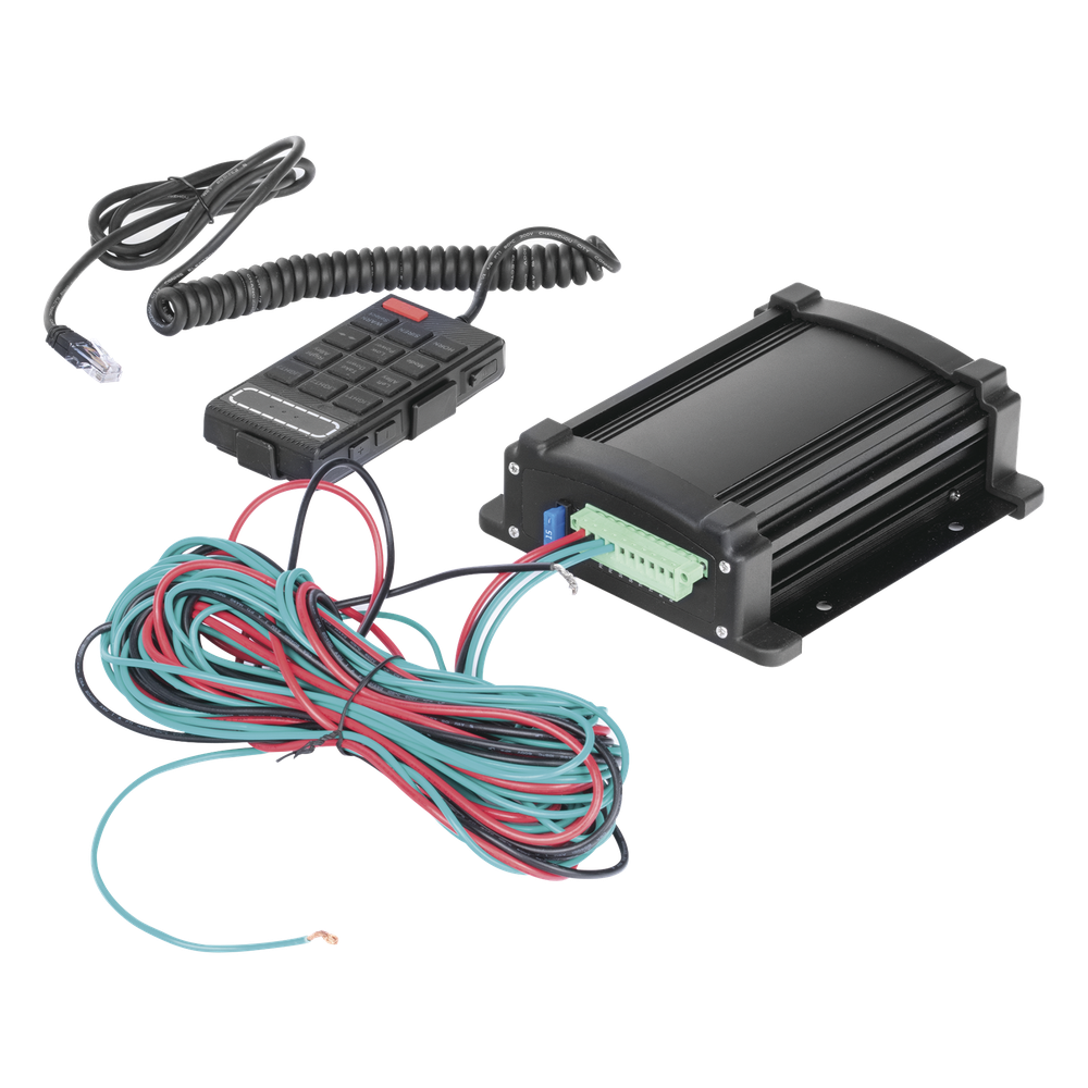 Sirena Vehicular de 100W de Potencia Con Controlador Unimando, Micrófono, Control de Tonos y Patrones de destello de Barras de Luces Serie X67 / X75
