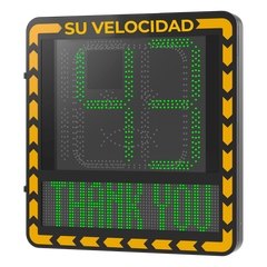 Display LED para Control de Velocidad Exterior / Distancia Visible de 100 m / LED de Alta Luminosidad y Bajo Consumo / Visualización de Velocidad con Código de Colores / IP66 / Conectividad Wi-Fi y Ethernet / Compatible con TCP/IP, HTTP, DHC