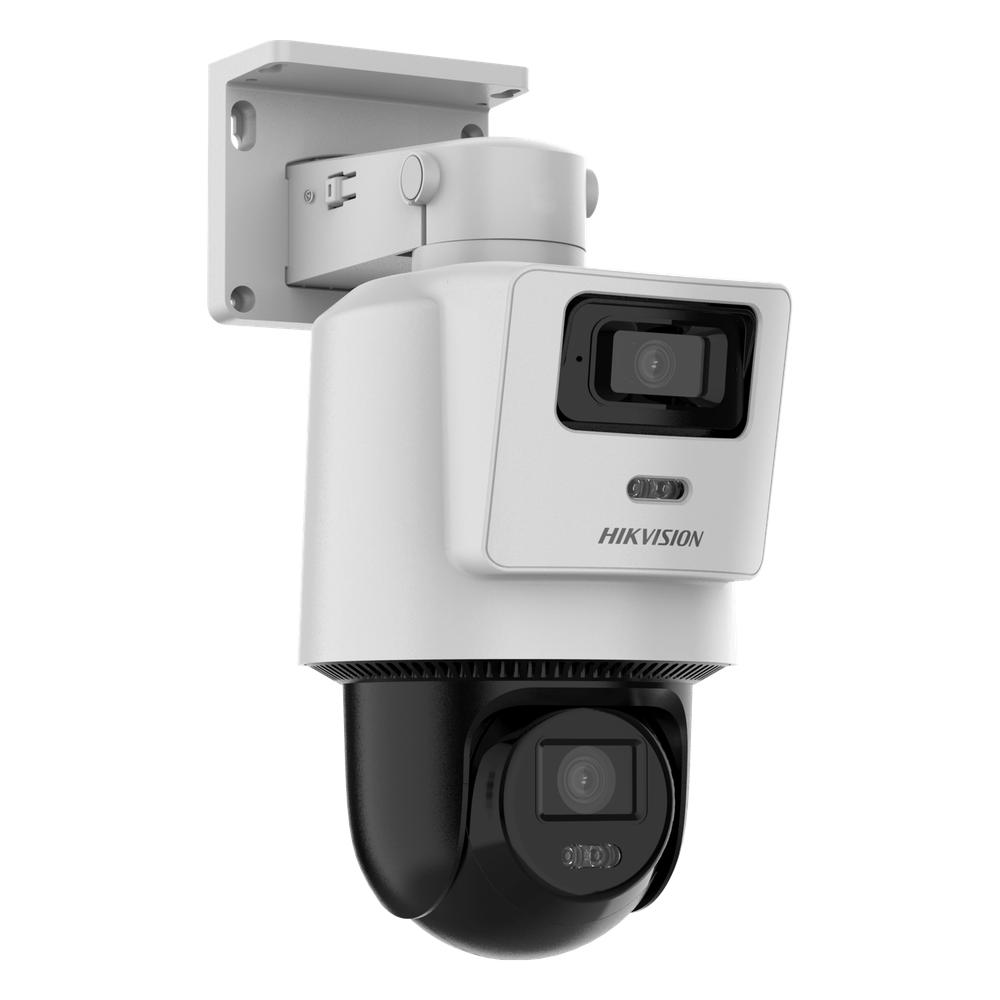 Cámara PTZ TandemVu 4 MP + 4 MP / Lentes 2.8 mm + 8 mm / Dual Light IR + Blanca 30 m / IP66  / Audio Bidireccional