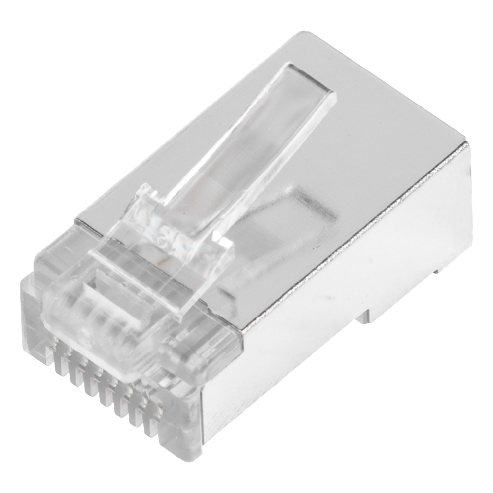 Bote con 100 Plugs Pass Through RJ45 Cat5e Blindado, Chapado de Oro a 30 Micras para Durabilidad Extrema