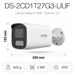 [ColorVu 3.0 + MD 3.0] Bala IP 2 Megapixel / Lente 4 mm / 50 mts IR + 50 mts Luz Blanca / Micrófono Integrado / Motion Detection 3.0 / Exterior IP67 / dWDR / PoE / Micro SD