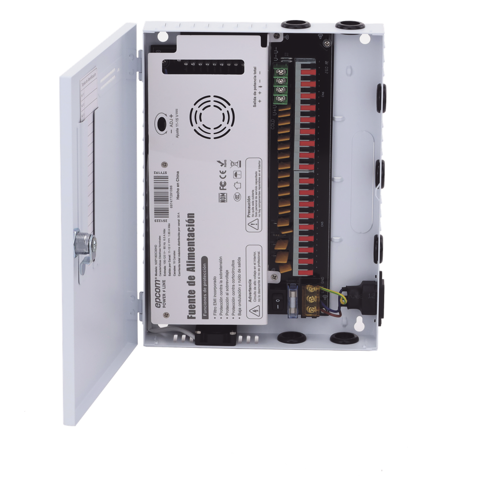 Fuente PREMIUM |  11-15 V | 18 canales | 30 A | Compatible con cámaras 4K | Alta tecnología en seguridad | Doble ventilador | Filtro de Ruido por canal | Diseño de alta gama.