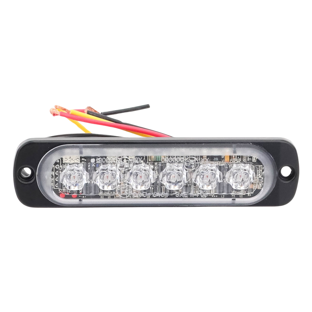 Luz Auxiliar de 6 LED, Rojo, Lente Transparente, SAE