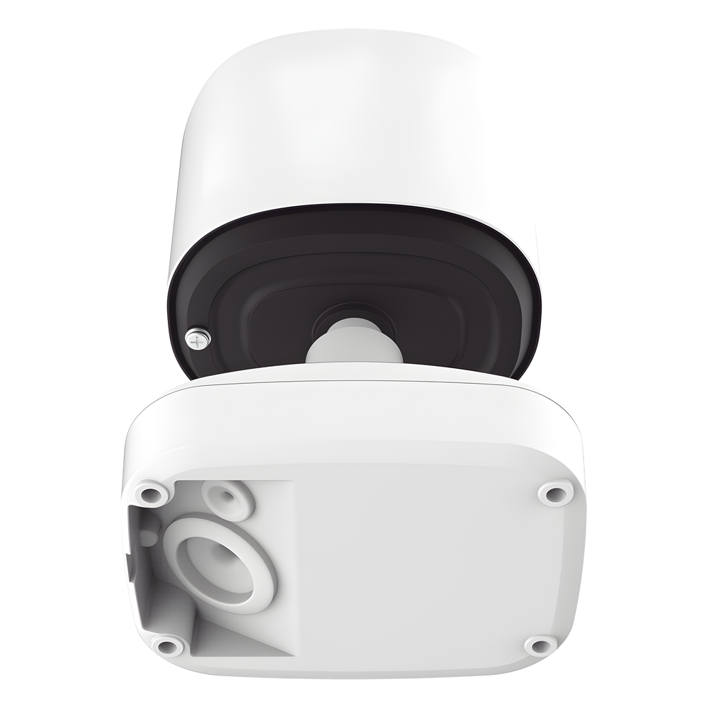 Cámara Bullet de Red Mini Panorámica 180° AI / 4K / Super WDR 120dB / Micrófono Integrado / IP67-IK10 / Soporte PoE / Almacenamiento 1TB / Analítica IA VCA 8 Modos / ONVIF y VMS