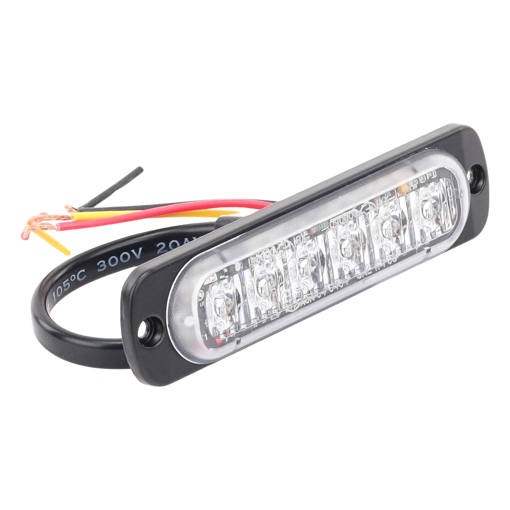 Luz Auxiliar de 6 LED, Rojo, Lente Transparente, SAE